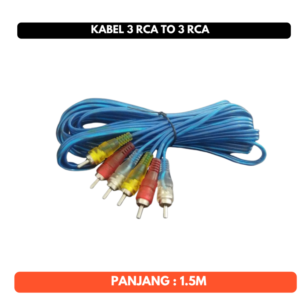 Kabel RCA 3in3 AUX AV Video 3 RCA to 3 RCA DVD TV Speaker High Quality Transparan