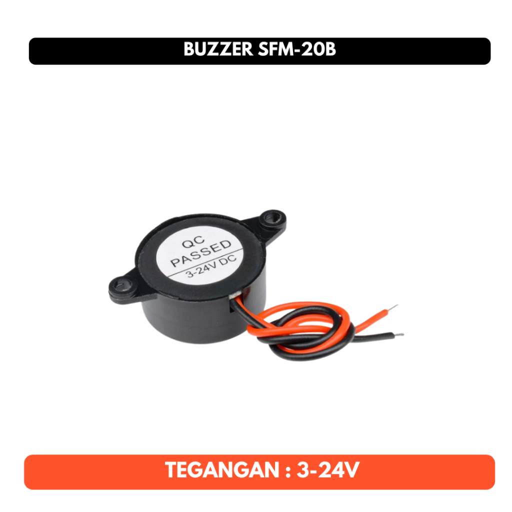 Buzzer Aktif 3V 5V 12V 3 5 12 Volt Speaker Active DC 3V-24V SFM-20B 2cm