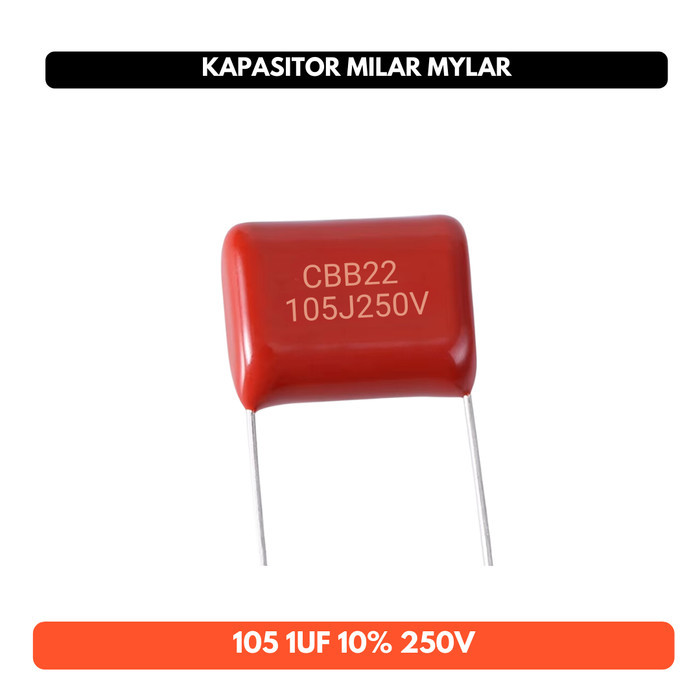 Kapasitor Capacitor Mylar Milar 105 1000nF 1uF 5% 250V 105J400v 105J