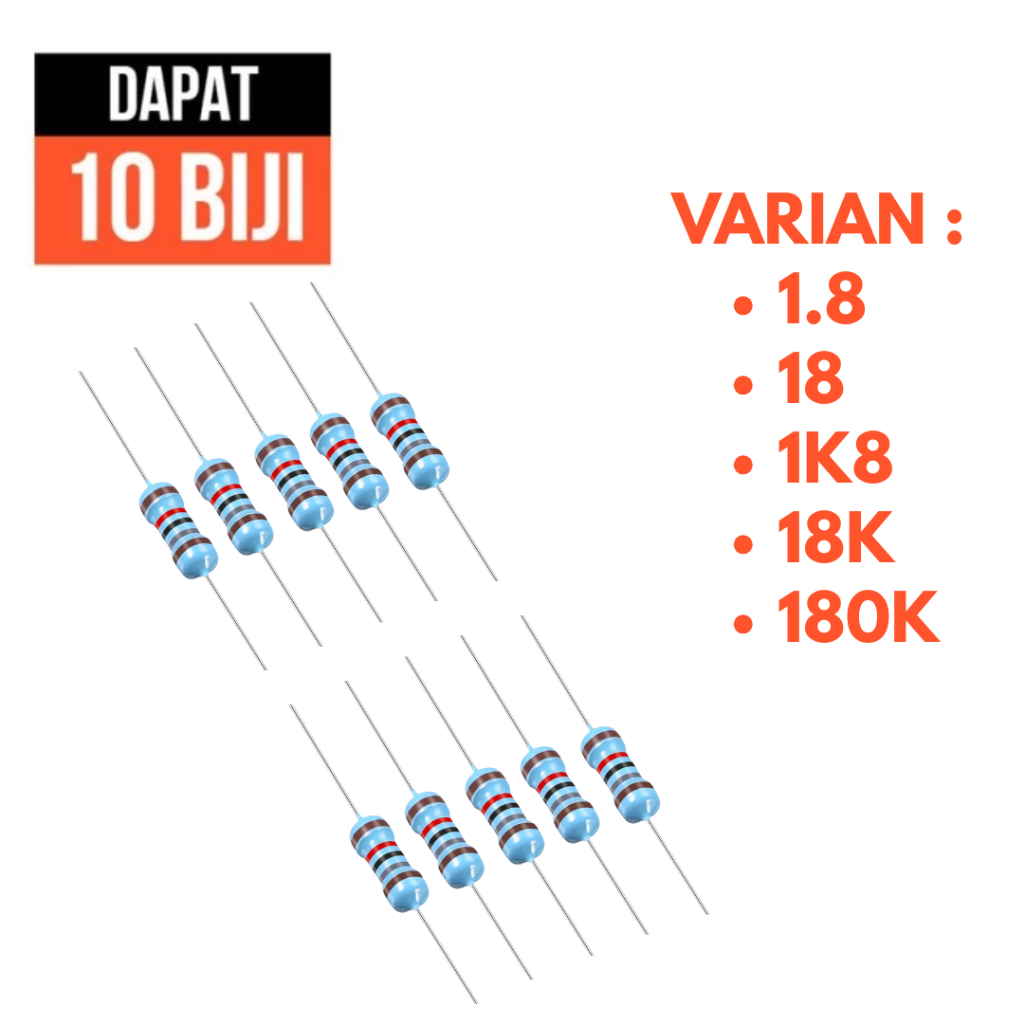 resistor 1/4 watt 1/4W 0.25w 0.25 W 1.8 18 1K8 18K 180K OHM
