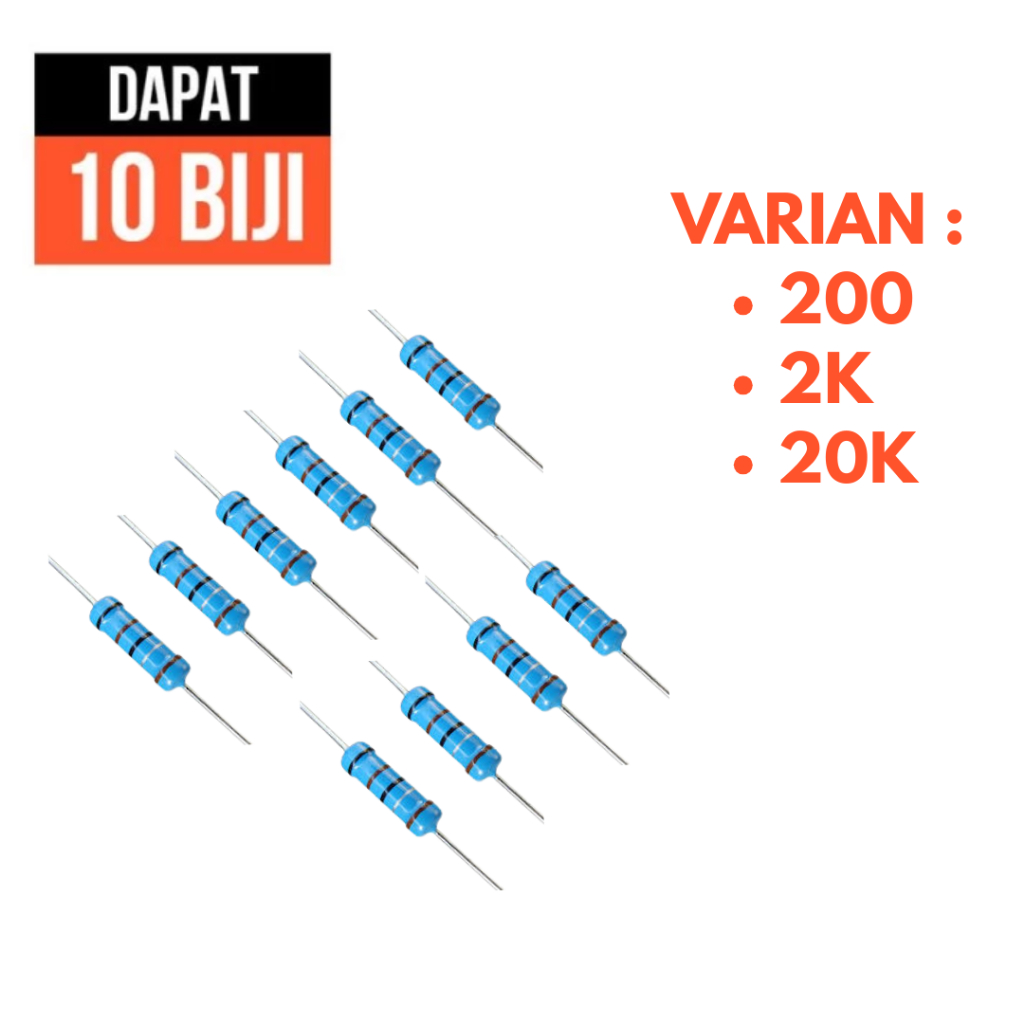 resistor 1/4 watt 1/4W 0.25w 0.25 W 200 2K 20K OHM