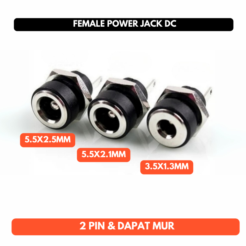 Female Power Jack DC Mur 2.1mm x 5.5mm 2.5mm x 5.5mm 3.5mm x 1.3mm 2.1 5.5 mm Mount Socket Plug In