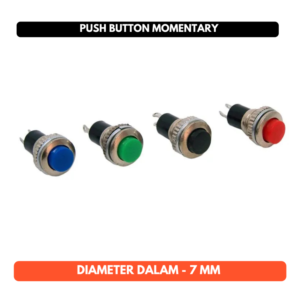 Button Momentary AC DC Saklar Tombol Reset Push On Switch Klakson 7mm DS-316