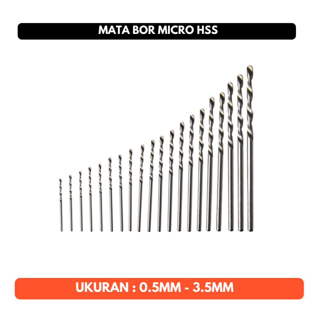 Mata Bor HSS 0.5mm 0.8mm 1mm 1.5mm 2mm 2.5mm 3mm 3.2mm 3.5mm Micro Special Twist Drill Bits Straight Shank