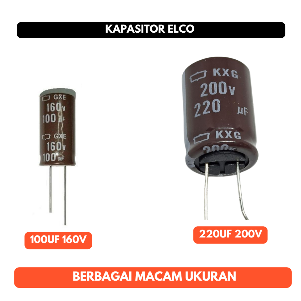 Kapasitor Elco Capacitor 100uf 220uf 100 220 uf 160V 200V 160 200 V Elektrolit