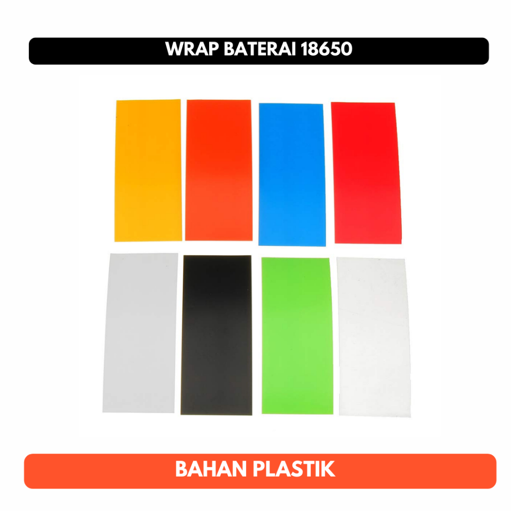 Plastik Wrap Baterai 18650 Warna Battery Jaket Plastic Skin PVC Jacket Putih Merah Kuning Hijau Biru Hitam Abu-Abu