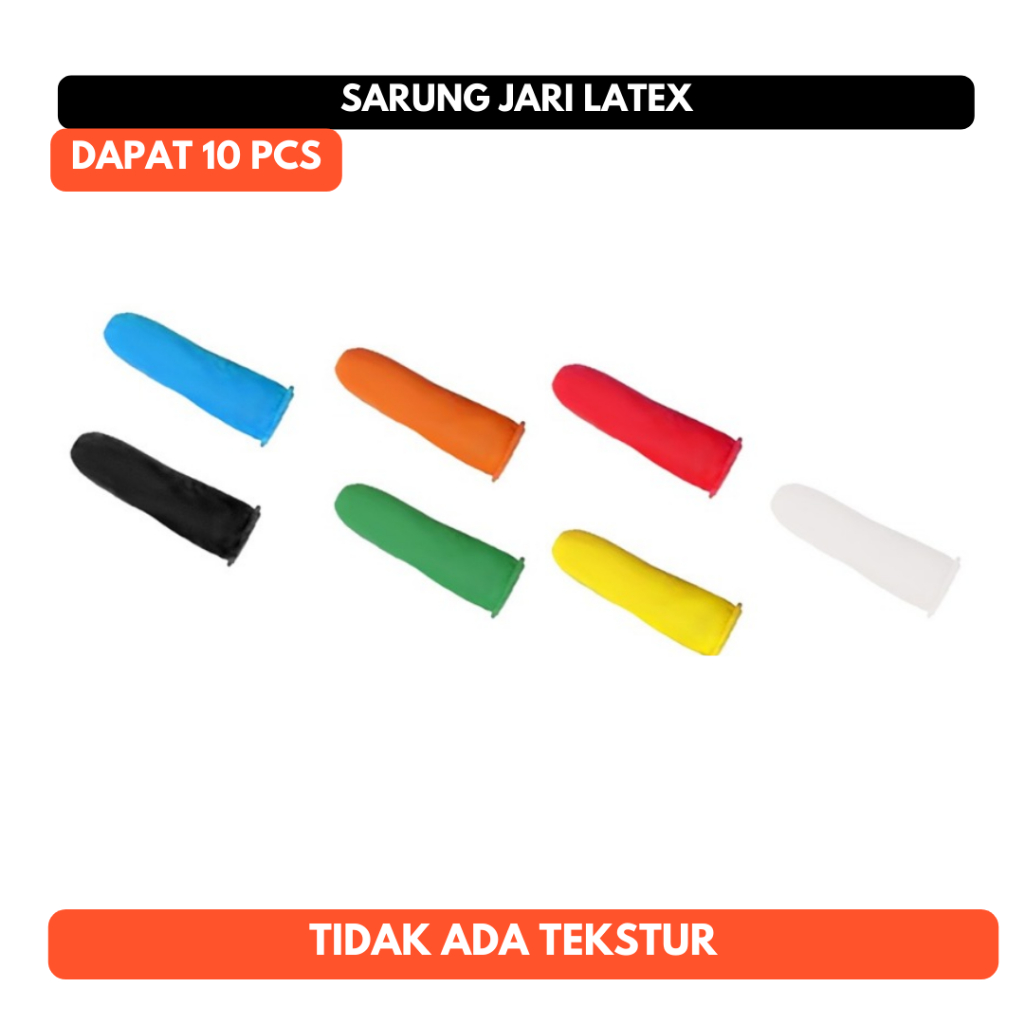 Sarung Jari Tangan Karet Latek Latex Tekstur Polos Rubber Fingers Glove Coat 10 pcs