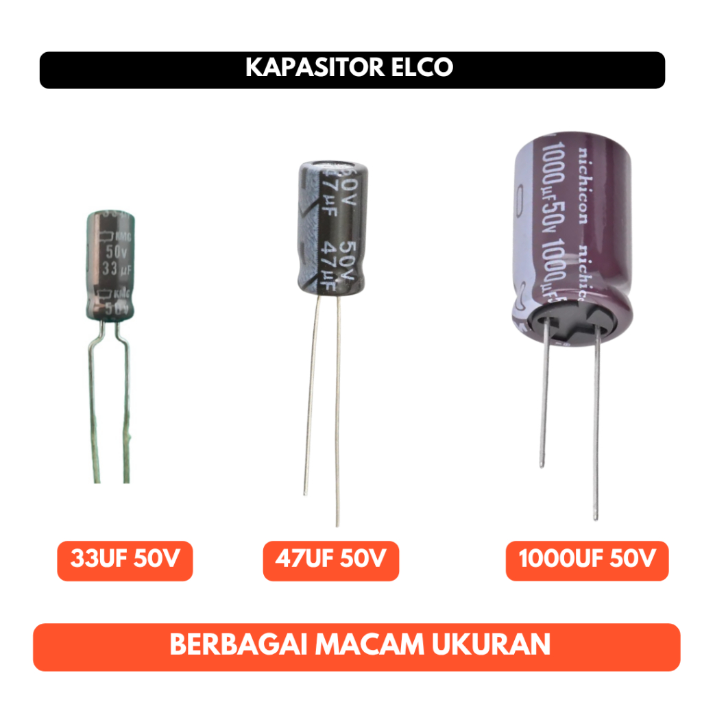 Kapasitor Elco Capacitor 33uf 47uf 1000uf 33 47 1000 uf 50V 50 V Elektrolit