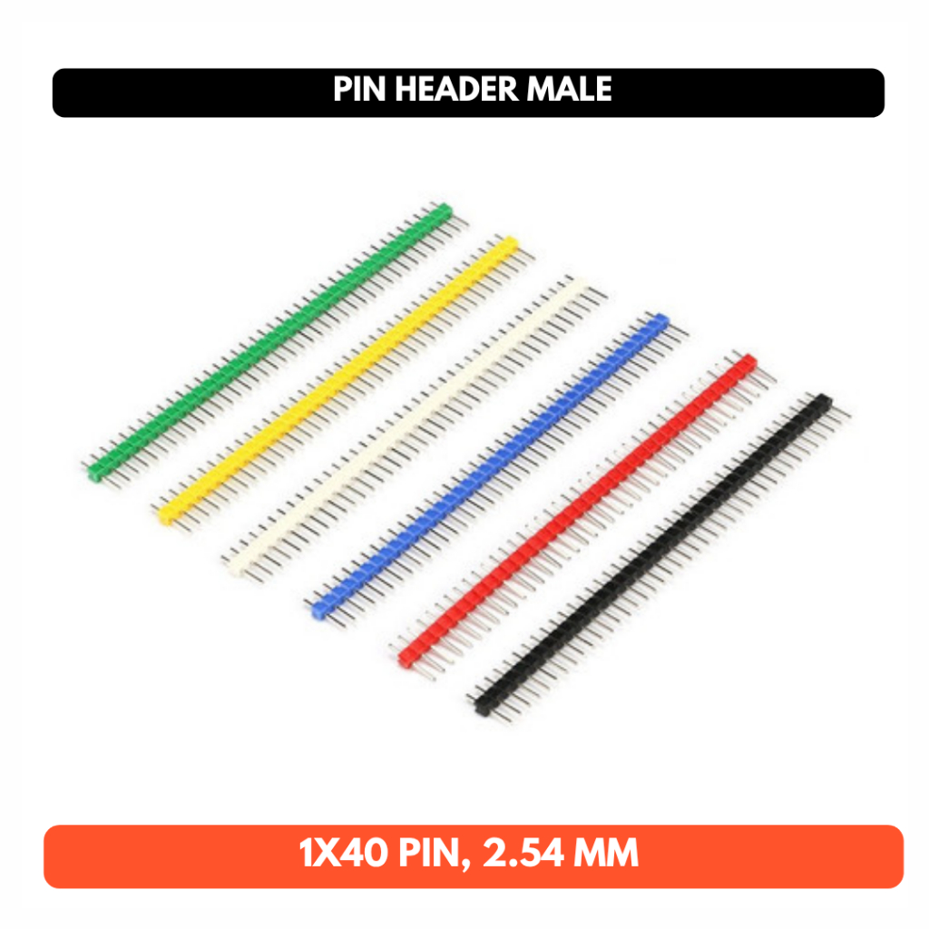 Pin Header Male 40P 40 Pin 2.54mm 1x40 Hitam Merah Kuning Hijau Biru Putih