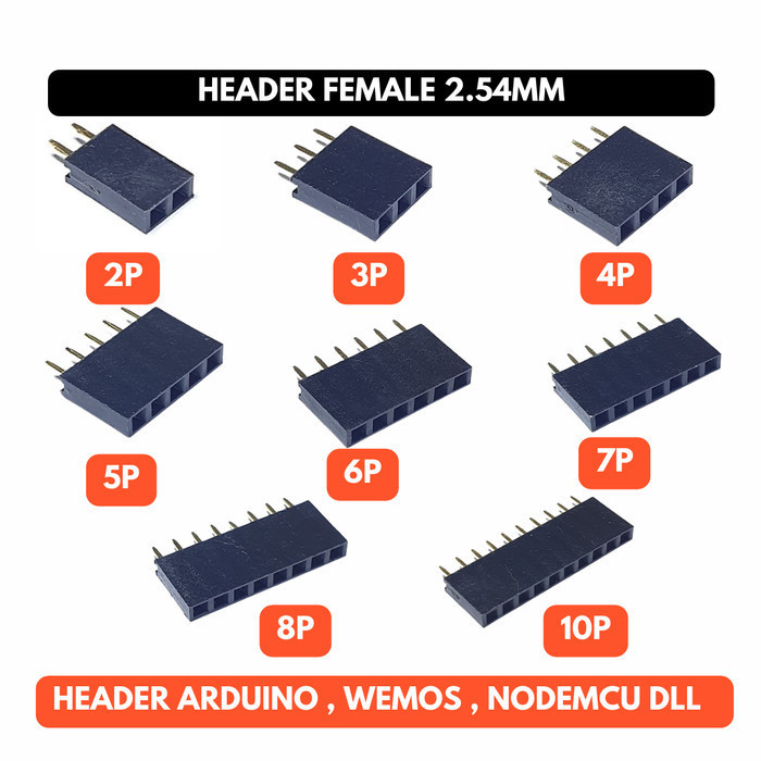 Header Female 2P 3P 4P 5P 6P 7P 8P 10P 2 3 4 5 6 7 8 10 Pin P 2.54mm