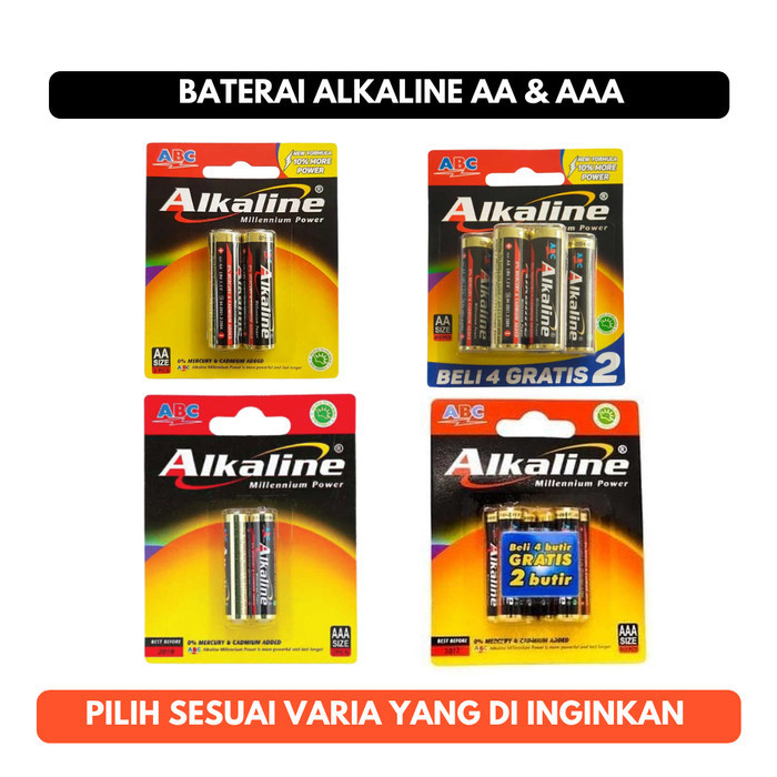 Baterai ABC Alkaline AA A2 AAA A3 Isi 2 Isi 6 Alkalin Remot TV AC Jam