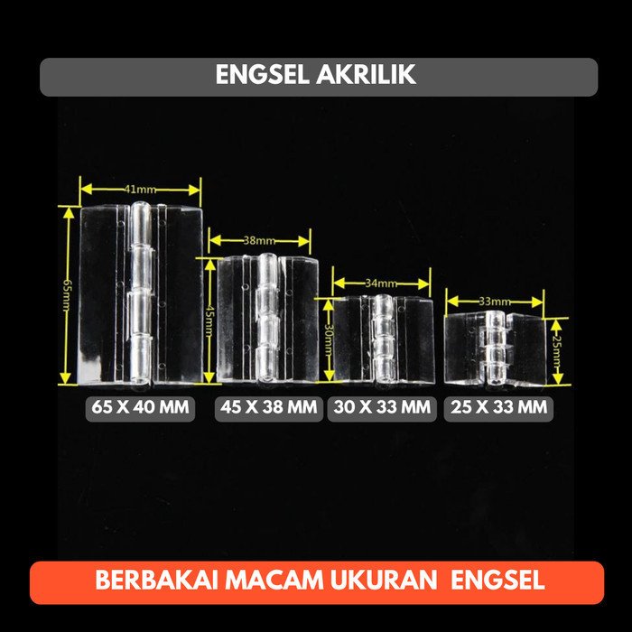 Engsel Akrilik Akrilic 2.5cm 3cm 4.5cm 6.5cm Acrylic 25mm 30mm 45mm 65mm 33mm 40mm
