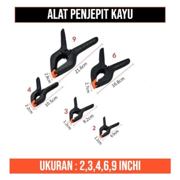 Alat Penjepit Capit Kayu Besi Catok Spring Clamp 2" 3" 4" 6" 9"  Nylon