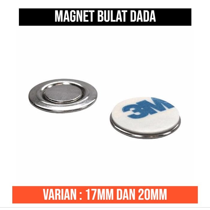 Pin Magnet Bulat 17mm 20mm 1.7cm 2cm Nama Dada Solasi 3M Name Label