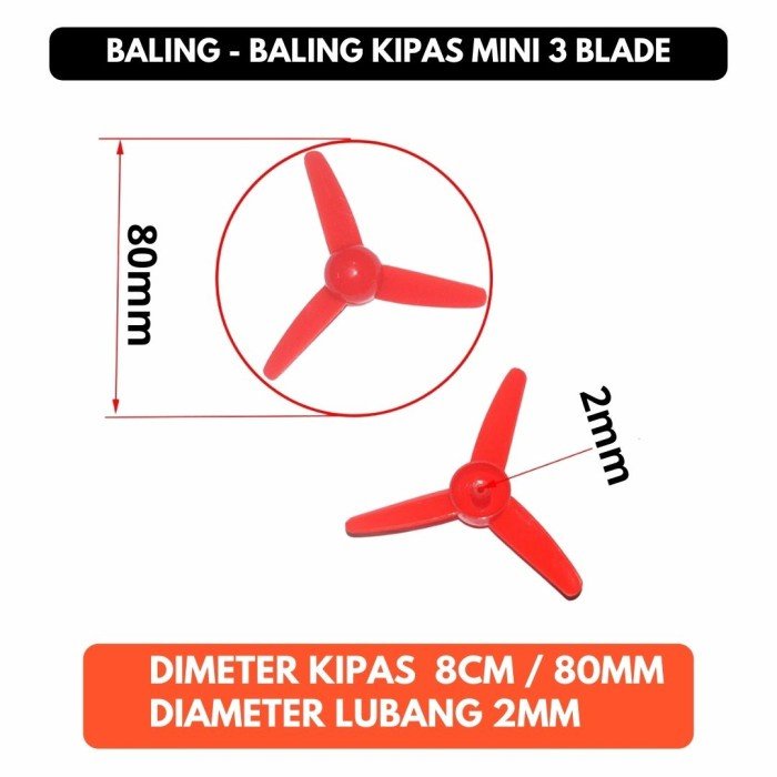 Kipas Baling 80mm 2mm 2 mm 3 blade propeller Propeler 80 mm 8 cm 8cm