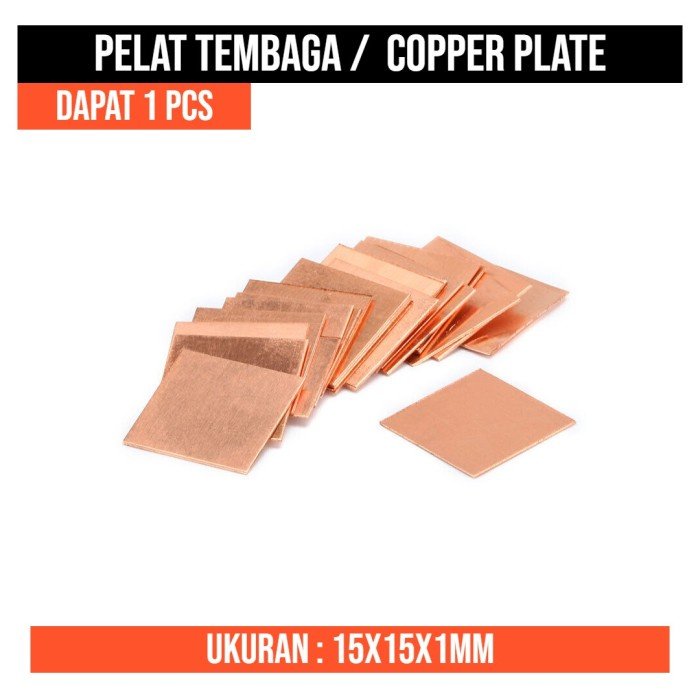Plat Tembaga 15mm Copper Plate Pelat 15x15mm Heatsink Thermal Pad IC