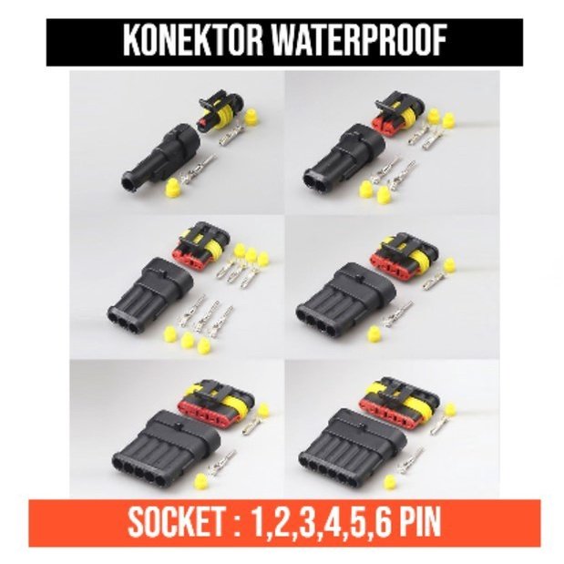 Connector Konektor Waterproof 1 2 3 4 5 6 Pin Soket Socket Anti Air Motor Mobil 1P 2P 3P 4P 5P 6P