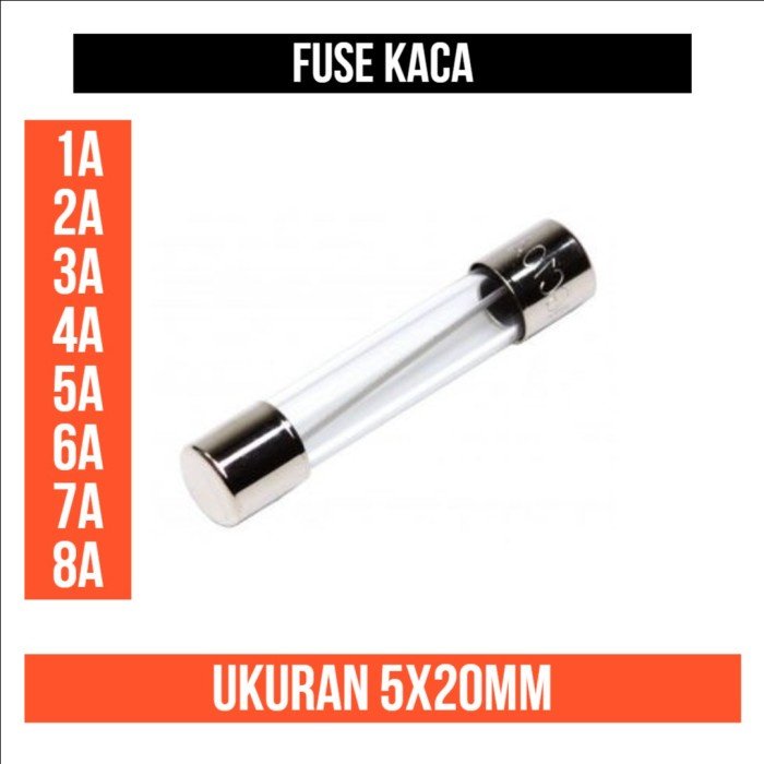 Fuse 1A 2A 3A 4A 5A 6A 7A 8A 5x20 mm Sekring BLX-A Sekering Kaca Gelas