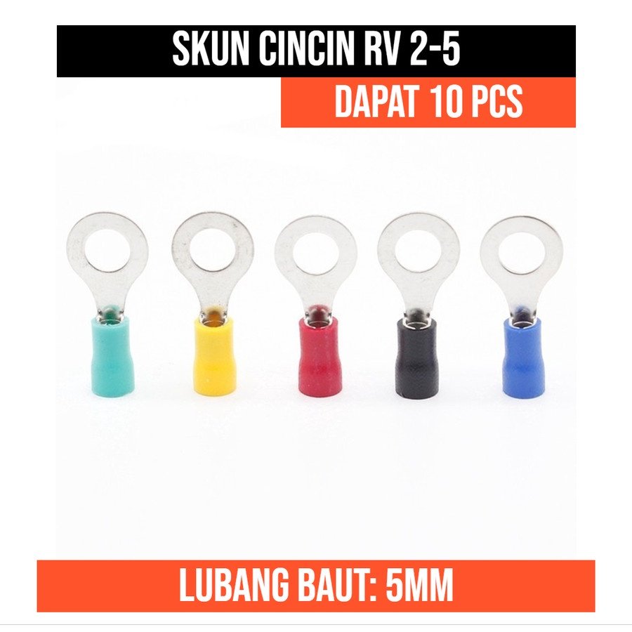 Rv2-5 Skun Cincin Konektor Terminal Kabel Listrik