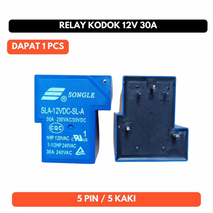 Relay Songle 12V 12 V 12 volt 5 Pin 5p max arus 30A 30 A ampere Kodok