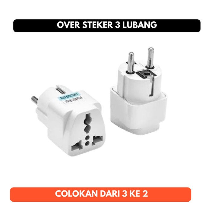 Adapter Colokan Kaki 3 Steker 3 ke 2 Sambungan Charger Stop Kontak