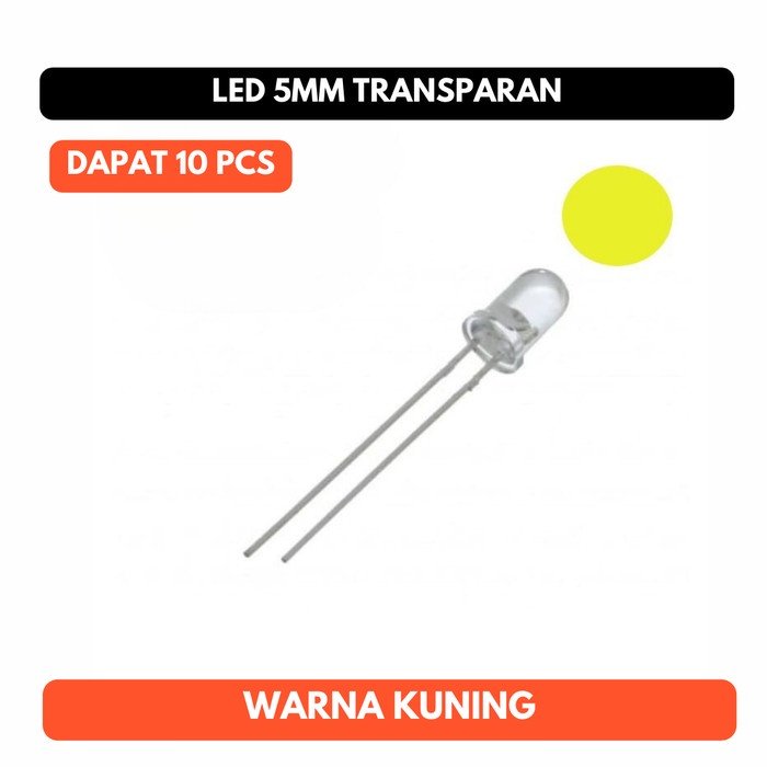 LED Kuning Yellow 5mm 5 mm Bening Clear Transparant Transparan