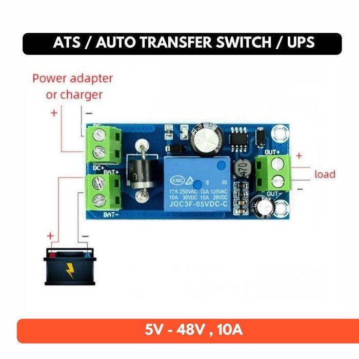 UPS ATS 5v 9v 12v Auto Transfer Switch 5-48v Baterai Backup Mati Lampu