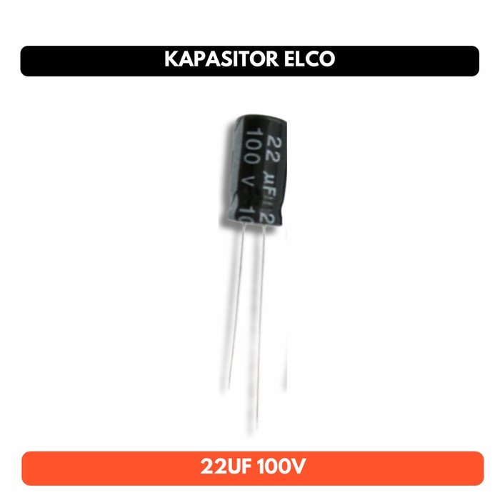 Kapasitor Elco Capacitor 22uf 22u f 22 uf 100V 100 V Elektrolit