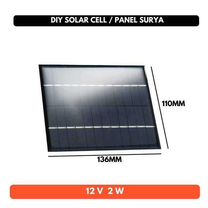 Solar Cell Panel 136x110mm 12v 400mA 12W 2W Pembangkit Listrik Tenaga Surya DIY
