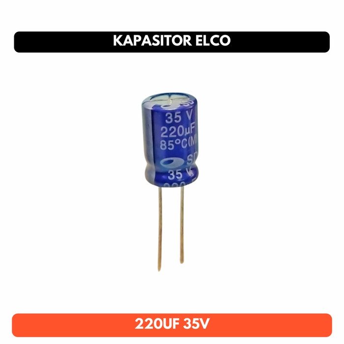Kapasitor Elco Capacitor 220uf 220u f 220 uf 35V 35 V Elektrolit