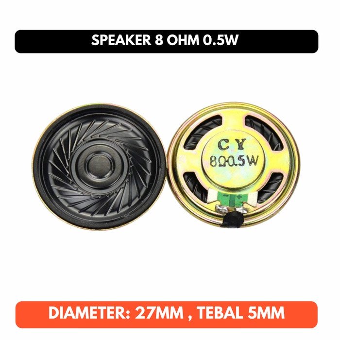 Speaker 8 Ohm 0.5W 0.5 W 1/2 WATT 8Ohm 27mm 27 mm Loudspeaker Loud