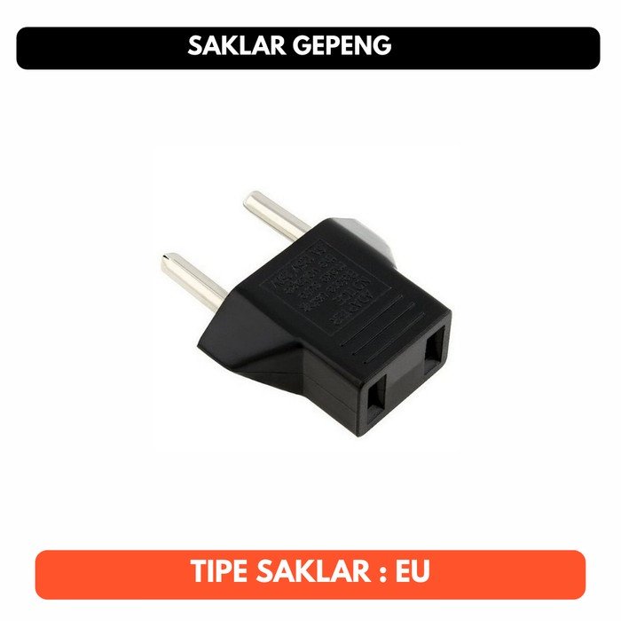 Over Steker Gepeng Pipih ke Bulat Adapter Sambungan Colokan Listrik EU