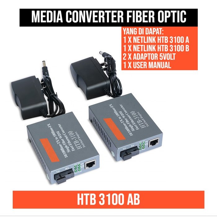 NetLink HTB 3100 AB HTB3100 Media Converter Fiber Optic FO Konverter