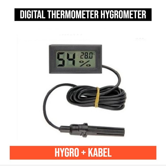 Alat Ukur Suhu Kelembaban Digital Mini Hygrometer Higrometer + Kabel