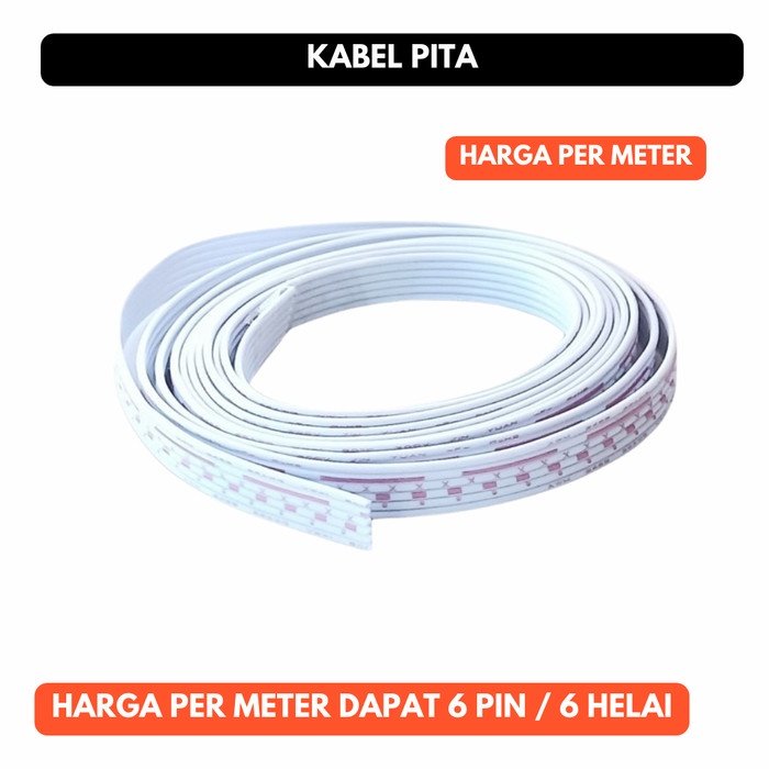 Kabel Pita 6p Pin 6 Jalur Flat Cable AWG 26 Pipih 26Awg Per Meter
