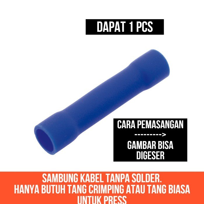 Terminal Butt Insulated Cable Konektor Sambungan Kabel Tanpa Solder