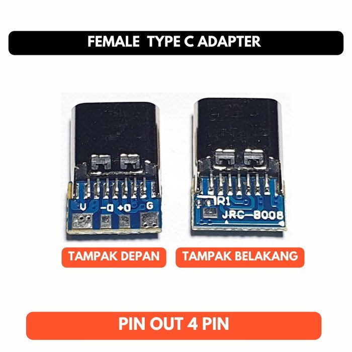 Female Tipe Type C to Dip 4P 4 Pin USB adapter connector PCB converter