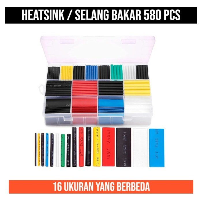 Selang Bakar 580pcs 580 pcs Heatshrink Heat Shrink Isolasi Bakar + Box