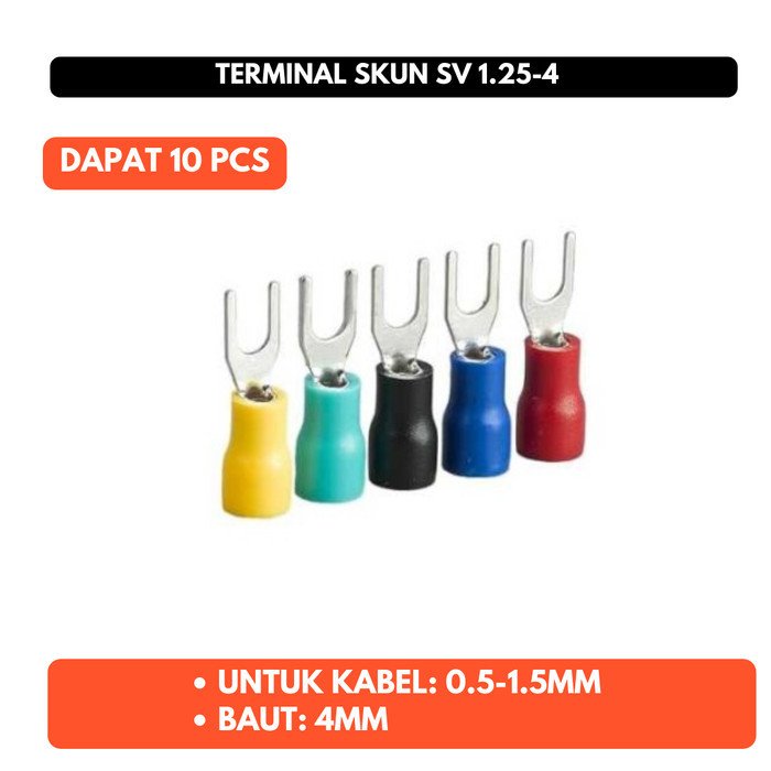 Skun Garpu Y SV1.25-4 SV 1.25-4 Konektor Terminal Kabel Listrik Baut 4mm 10 pcs