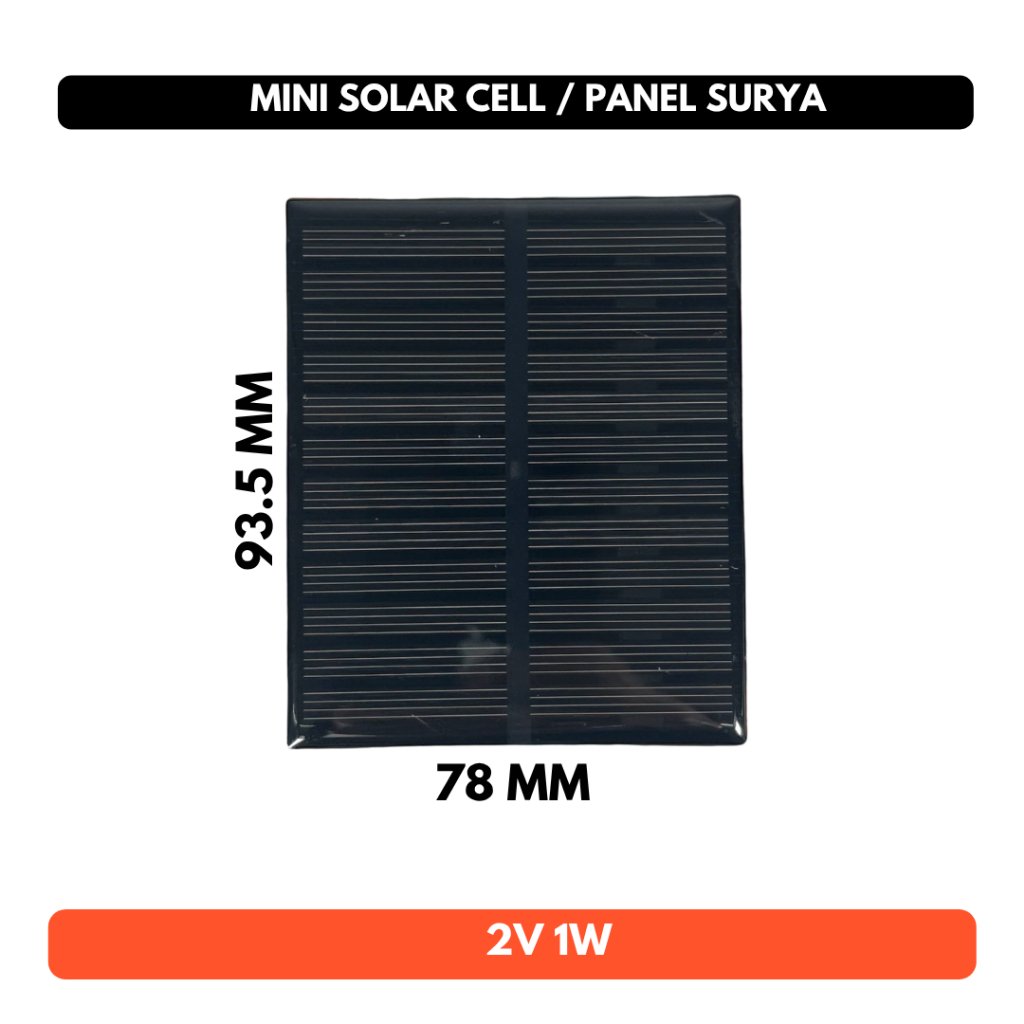 Solar Cell Panel 2V 1W 93.5x78mm 500mA Pembangkit Listrik Tenaga Surya DIY