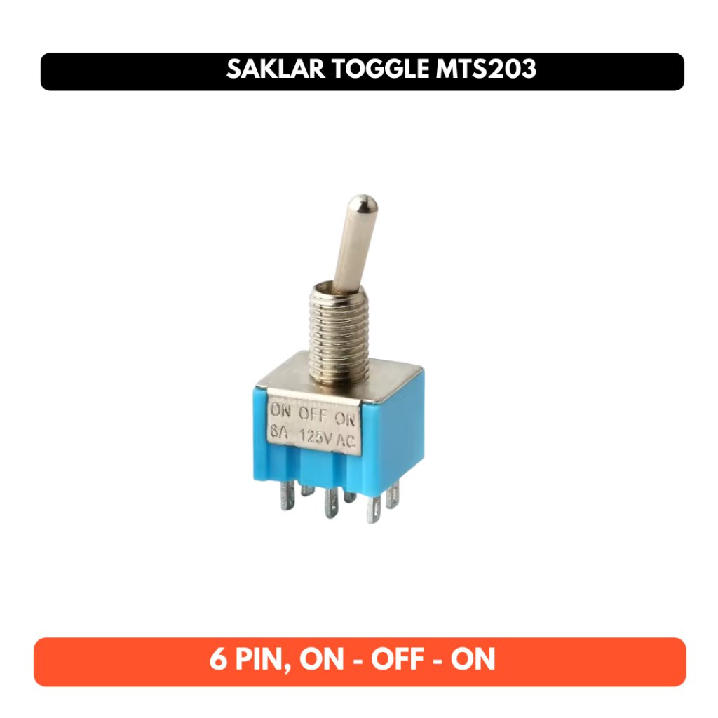 Saklar Toggle 6 Pin 6P ON-OFF-ON Togle Switch Tuas MTS 203 MTS203 Way 3 Arah