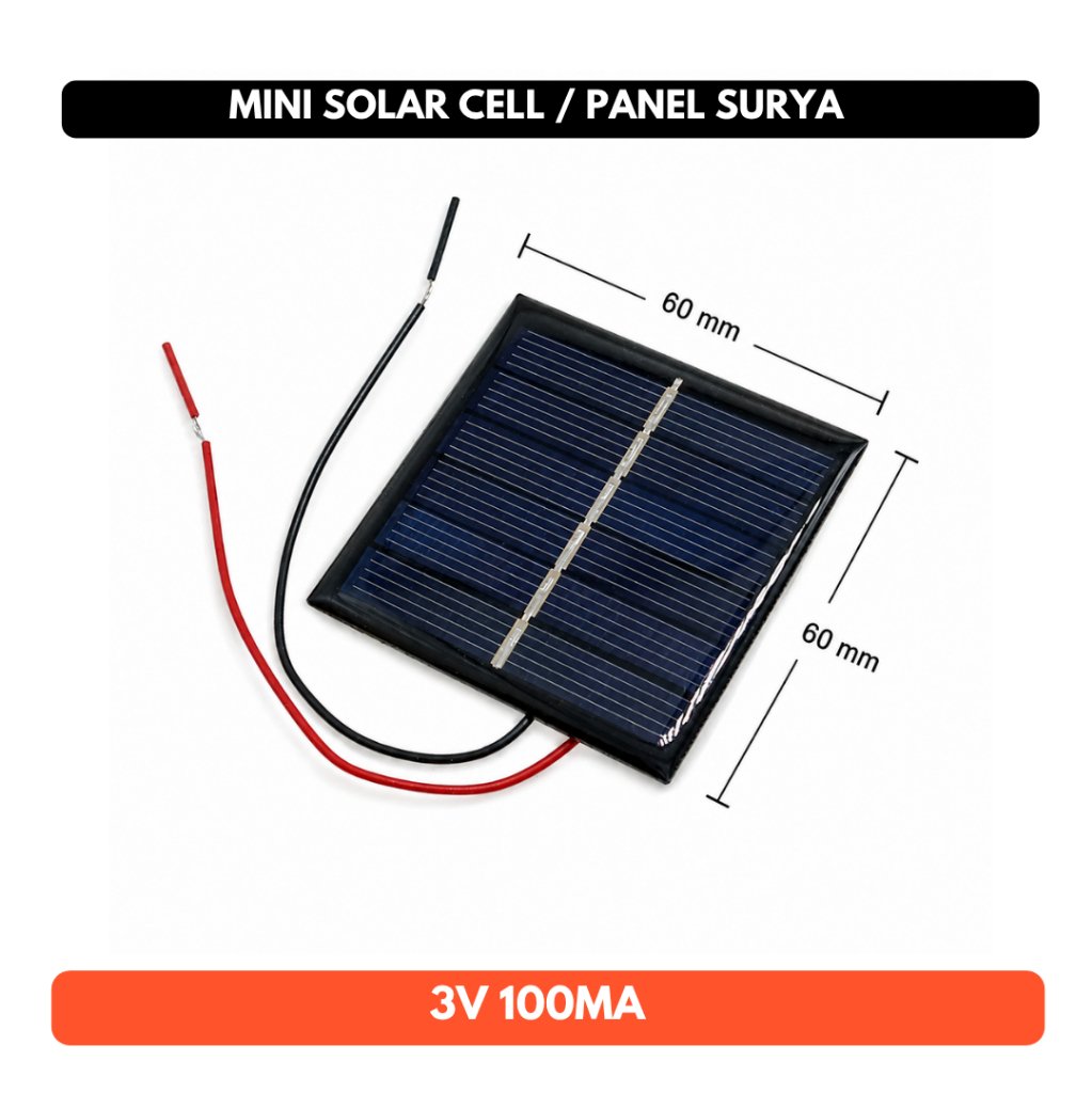 Solar Cell Panel 60x60mm 6cm 3v 100mA Pembangkit Listrik Tenaga Surya DIY