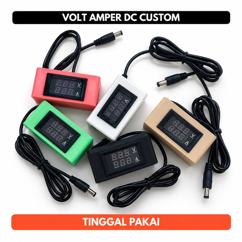 Voltmeter Ammeter Digital DC Box Monitoring Tegangan Arus Adaptor Power Supply Jack DC