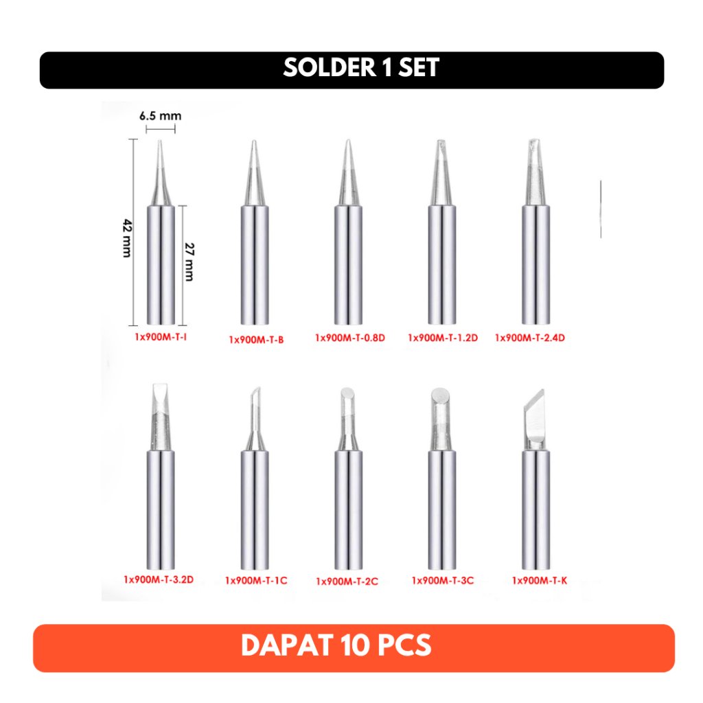 Mata Solder 1 Set 900M 10 PCS JN12 Tip Solder Station 936 Besi Nikel