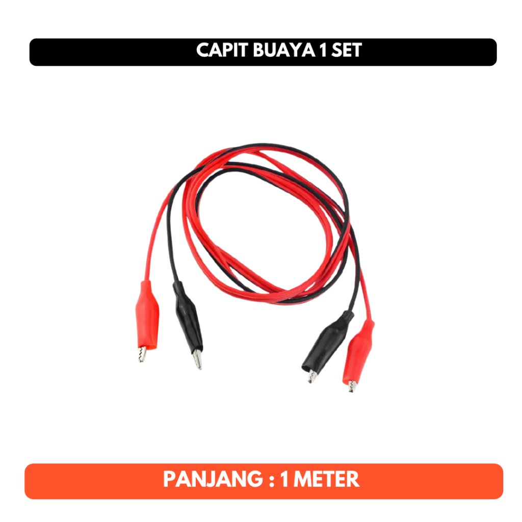 Kabel Capit Buaya 1 Meter Merah Hitam 1 Set Alligator Clip Test Lead 1M