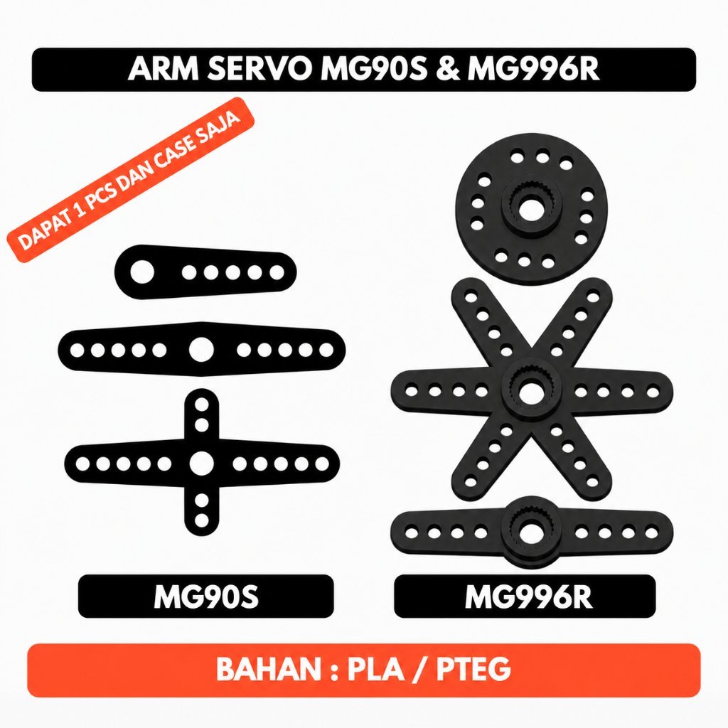 Arm Servo MG90S MG90 MG996R MG996 | Lengan Servo Horn Robotik untuk Motor Servo DIY 3D Print