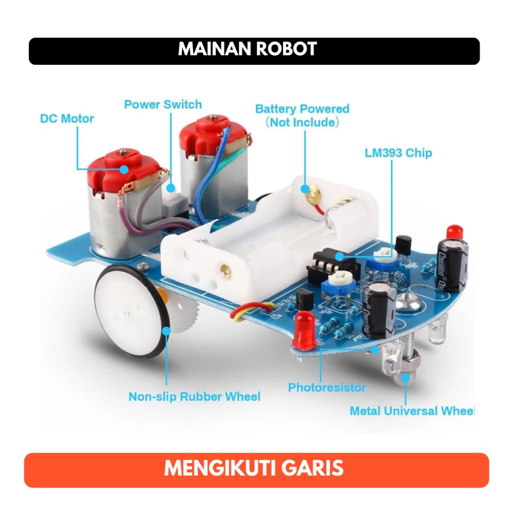 Robot Line Follower Line Tracer DIY Kit LM393 Smart Car Tracking Dual Motor DC Edukasi