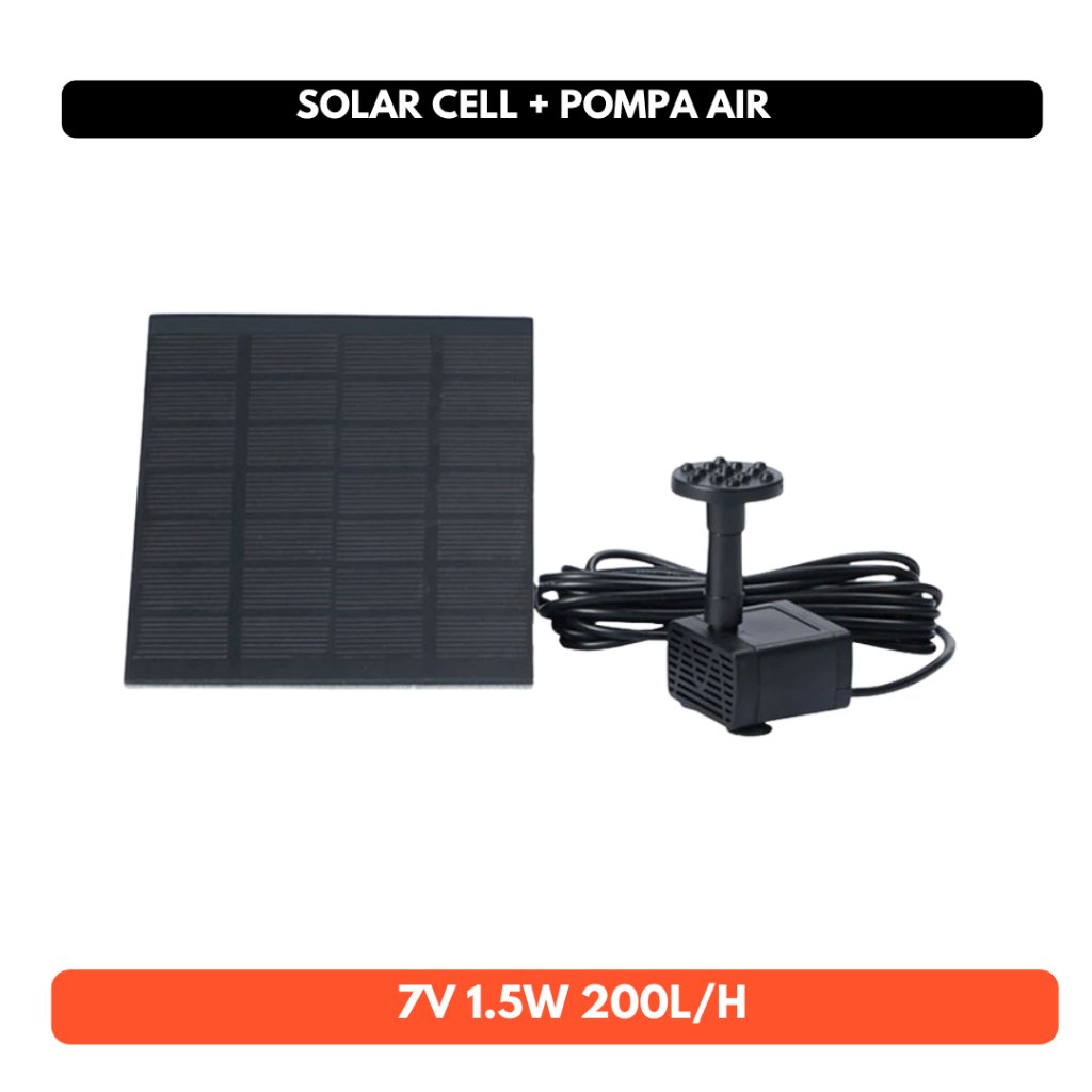 Pompa Air Mancur Kolam Tenaga Surya Solar Fountain 7V 1.5W 200L/H Panel Surya
