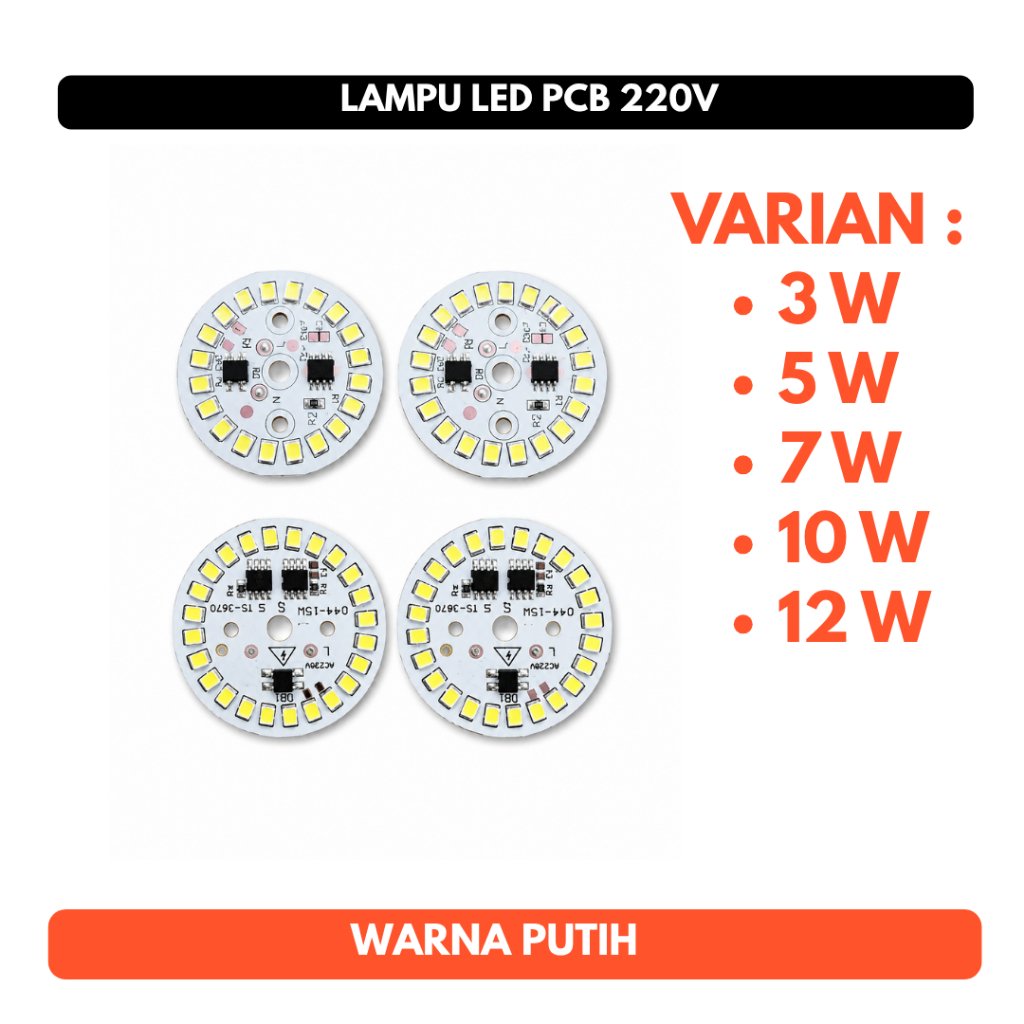 PCB Lampu LED 220V 3W 5W 7W 10W 12W Bulat SMD 2835 AC Putih 6500K Modul Mesin Lampu Round LED