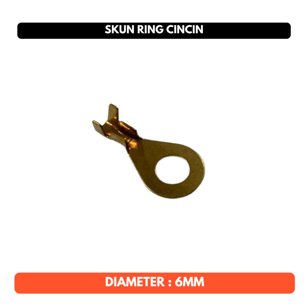 Skun Ring 6mm 6 mm CIncin Terminal Baut Bulat Kabel Lobang O Cable